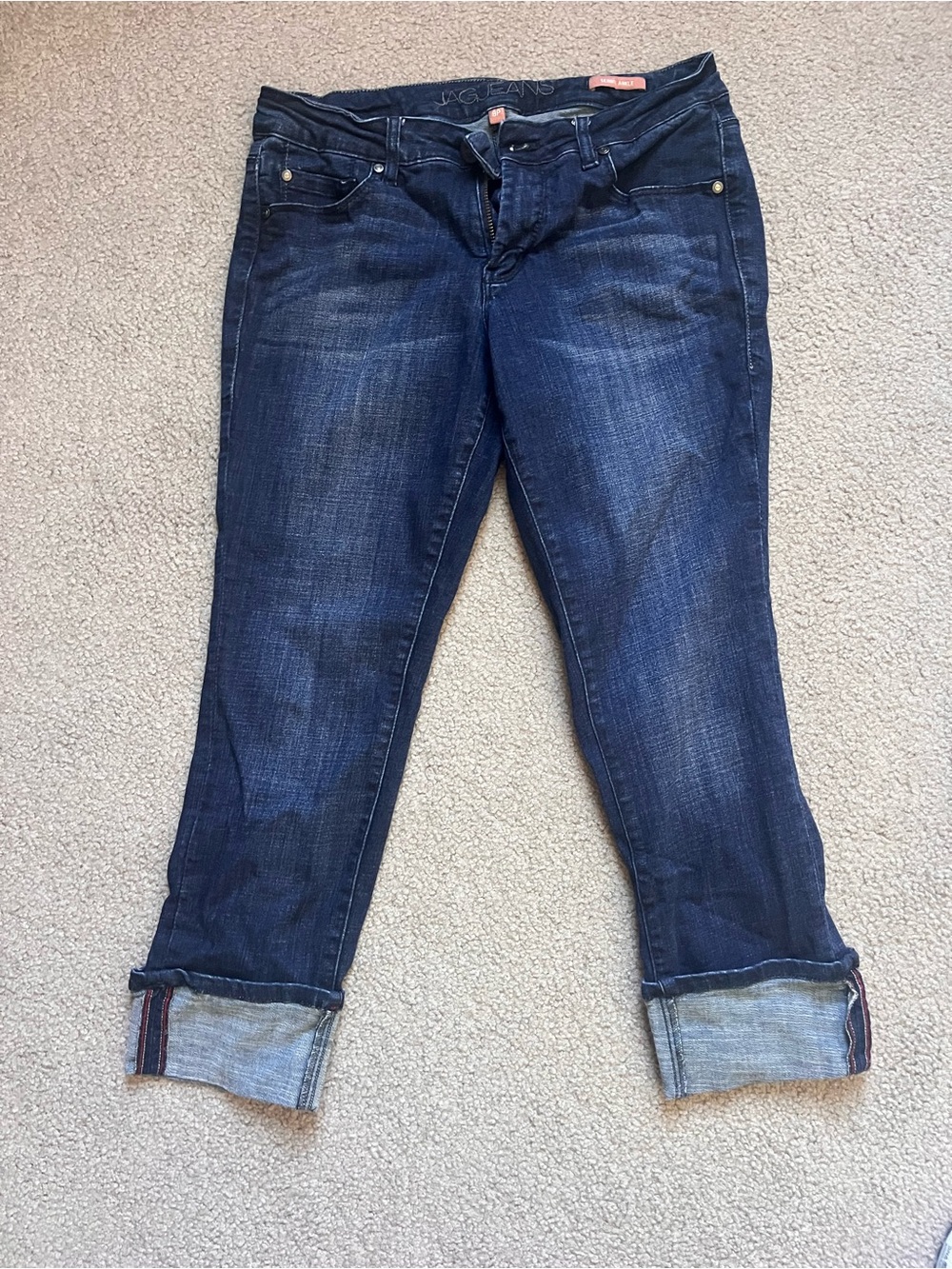 Dark Blue Women's Cuffed Jeans
